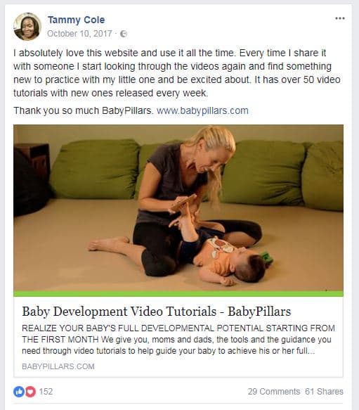 BabyPillars parent testimonial